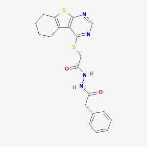 molecular formula C20H20N4O2S2 B417521 N'-(phenylacetyl)-2-(5,6,7,8-tetrahydro[1]benzothieno[2,3-d]pyrimidin-4-ylsulfanyl)acetohydrazide 