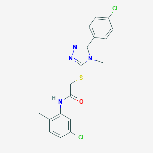 molecular formula C18H16Cl2N4OS B417535 N-(5-chloro-2-methylphenyl)-2-[[5-(4-chlorophenyl)-4-methyl-1,2,4-triazol-3-yl]sulfanyl]acetamide CAS No. 332873-43-5