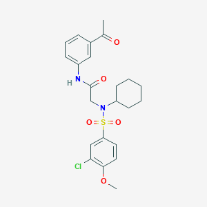 molecular formula C23H27ClN2O5S B4175423 N-(3-ACETYLPHENYL)-2-(N-CYCLOHEXYL3-CHLORO-4-METHOXYBENZENESULFONAMIDO)ACETAMIDE 