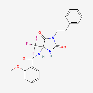 molecular formula C20H18F3N3O4 B4175437 N-[2,5-dioxo-1-(2-phenylethyl)-4-(trifluoromethyl)imidazolidin-4-yl]-2-methoxybenzamide 