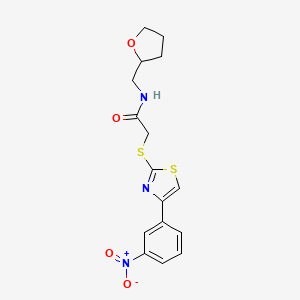 molecular formula C16H17N3O4S2 B4175451 2-[[4-(3-nitrophenyl)-1,3-thiazol-2-yl]sulfanyl]-N-(oxolan-2-ylmethyl)acetamide 