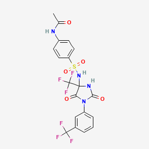 molecular formula C19H14F6N4O5S B4175465 N-(4-{[2,5-Dioxo-4-(trifluoromethyl)-1-[3-(trifluoromethyl)phenyl]imidazolidin-4-YL]sulfamoyl}phenyl)acetamide 