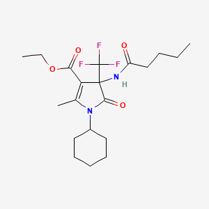 molecular formula C20H29F3N2O4 B4175498 ETHYL 1-CYCLOHEXYL-2-METHYL-5-OXO-4-PENTANAMIDO-4-(TRIFLUOROMETHYL)-4,5-DIHYDRO-1H-PYRROLE-3-CARBOXYLATE 