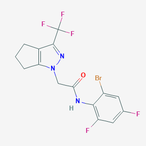 molecular formula C15H11BrF5N3O B417556 N-(2-bromo-4,6-difluorophenyl)-2-(3-(trifluoromethyl)-5,6-dihydrocyclopenta[c]pyrazol-1(4H)-yl)acetamide 