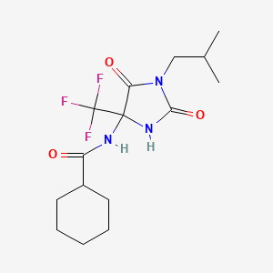 molecular formula C15H22F3N3O3 B4175653 N-[1-(2-methylpropyl)-2,5-dioxo-4-(trifluoromethyl)imidazolidin-4-yl]cyclohexanecarboxamide 