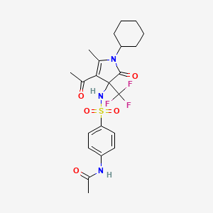 molecular formula C22H26F3N3O5S B4175997 N-[4-[[4-acetyl-1-cyclohexyl-5-methyl-2-oxo-3-(trifluoromethyl)pyrrol-3-yl]sulfamoyl]phenyl]acetamide 