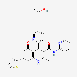 molecular formula C27H28N4O3S B4176033 ethanol;2-methyl-5-oxo-N,4-dipyridin-2-yl-7-thiophen-2-yl-4,6,7,8-tetrahydro-1H-quinoline-3-carboxamide 