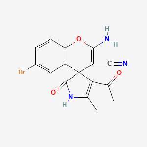 molecular formula C16H12BrN3O3 B4176040 4-acetyl-2'-amino-6'-bromo-5-methyl-2-oxospiro[1H-pyrrole-3,4'-chromene]-3'-carbonitrile 