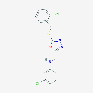 molecular formula C16H13Cl2N3OS B417625 3-chloro-N-[(5-{[(2-chlorophenyl)methyl]sulfanyl}-1,3,4-oxadiazol-2-yl)methyl]aniline 