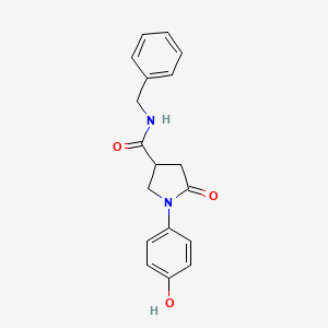 molecular formula C18H18N2O3 B4176273 N-benzyl-1-(4-hydroxyphenyl)-5-oxopyrrolidine-3-carboxamide 