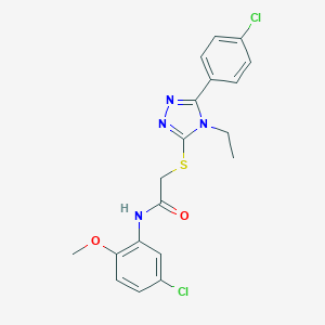 molecular formula C19H18Cl2N4O2S B417636 N-(5-chloro-2-methoxyphenyl)-2-{[5-(4-chlorophenyl)-4-ethyl-4H-1,2,4-triazol-3-yl]sulfanyl}acetamide 