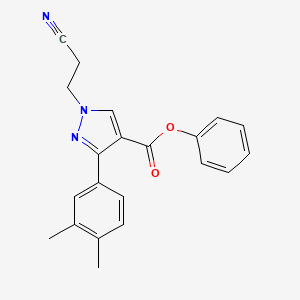 molecular formula C21H19N3O2 B4176433 Phenyl 1-(2-cyanoethyl)-3-(3,4-dimethylphenyl)pyrazole-4-carboxylate 