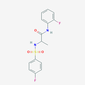 molecular formula C15H14F2N2O3S B4176440 N-(2-fluorophenyl)-2-[(4-fluorophenyl)sulfonylamino]propanamide 