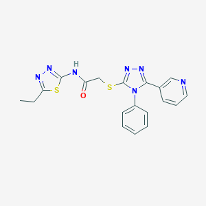 molecular formula C19H17N7OS2 B417645 N-(5-ethyl-1,3,4-thiadiazol-2-yl)-2-{[4-phenyl-5-(pyridin-3-yl)-4H-1,2,4-triazol-3-yl]sulfanyl}acetamide 