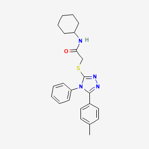 molecular formula C23H26N4OS B4176515 N-cyclohexyl-2-{[5-(4-methylphenyl)-4-phenyl-4H-1,2,4-triazol-3-yl]sulfanyl}acetamide 