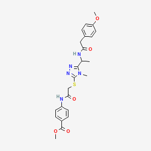 molecular formula C24H27N5O5S B4176528 methyl 4-[({[5-(1-{[(4-methoxyphenyl)acetyl]amino}ethyl)-4-methyl-4H-1,2,4-triazol-3-yl]sulfanyl}acetyl)amino]benzoate 