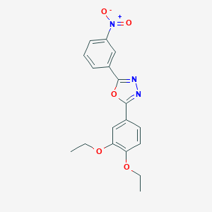 molecular formula C18H17N3O5 B417654 2-[3,4-Bis(ethyloxy)phenyl]-5-{3-nitrophenyl}-1,3,4-oxadiazole 