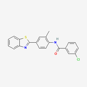 molecular formula C21H15ClN2OS B4176541 N-[4-(1,3-benzothiazol-2-yl)-2-methylphenyl]-3-chlorobenzamide 