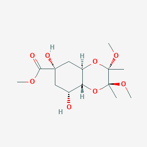 molecular formula C14H24O8 B041766 Methyl (2S,3S,4aR,6S,8R,8aR)-6,8-dihydroxy-2,3-dimethoxy-2,3-dimethyl-5,7,8,8a-tetrahydro-4aH-benzo[b][1,4]dioxine-6-carboxylate CAS No. 176798-26-8