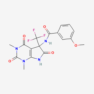 molecular formula C17H15F3N4O5 B4176795 N-[1,3-DIMETHYL-2,4,6-TRIOXO-5-(TRIFLUOROMETHYL)-1H,2H,3H,4H,5H,6H,7H-PYRROLO[2,3-D]PYRIMIDIN-5-YL]-3-METHOXYBENZAMIDE 