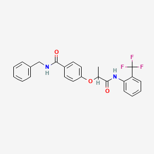 molecular formula C24H21F3N2O3 B4176809 N-benzyl-4-[1-oxo-1-[2-(trifluoromethyl)anilino]propan-2-yl]oxybenzamide 