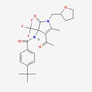 molecular formula C24H29F3N2O4 B4176822 N-{4-ACETYL-5-METHYL-2-OXO-1-[(OXOLAN-2-YL)METHYL]-3-(TRIFLUOROMETHYL)-2,3-DIHYDRO-1H-PYRROL-3-YL}-4-TERT-BUTYLBENZAMIDE 