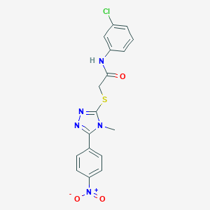 molecular formula C17H14ClN5O3S B417683 N-(3-chlorophenyl)-2-[(5-{4-nitrophenyl}-4-methyl-4H-1,2,4-triazol-3-yl)sulfanyl]acetamide 