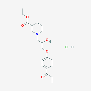 molecular formula C20H30ClNO5 B4176968 Ethyl 1-[2-hydroxy-3-(4-propanoylphenoxy)propyl]piperidine-3-carboxylate Hydrochloride 
