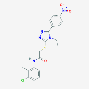 molecular formula C19H18ClN5O3S B417698 N-(3-chloro-2-methylphenyl)-2-[(4-ethyl-5-{4-nitrophenyl}-4H-1,2,4-triazol-3-yl)sulfanyl]acetamide 