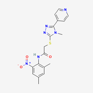 molecular formula C18H18N6O3S B4177080 N~1~-(2,4-DIMETHYL-6-NITROPHENYL)-2-{[4-METHYL-5-(4-PYRIDYL)-4H-1,2,4-TRIAZOL-3-YL]SULFANYL}ACETAMIDE 