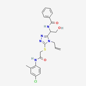 molecular formula C23H24ClN5O3S B4177140 N-[1-[5-[2-(4-chloro-2-methylanilino)-2-oxoethyl]sulfanyl-4-prop-2-enyl-1,2,4-triazol-3-yl]-2-hydroxyethyl]benzamide 