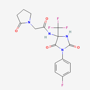 molecular formula C16H14F4N4O4 B4177216 N-[1-(4-fluorophenyl)-2,5-dioxo-4-(trifluoromethyl)imidazolidin-4-yl]-2-(2-oxopyrrolidin-1-yl)acetamide 