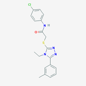 molecular formula C19H19ClN4OS B417725 N-(4-chlorophenyl)-2-{[4-ethyl-5-(3-methylphenyl)-4H-1,2,4-triazol-3-yl]sulfanyl}acetamide CAS No. 338428-42-5