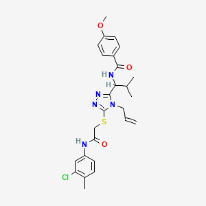 molecular formula C26H30ClN5O3S B4177347 N-{1-[5-({2-[(3-chloro-4-methylphenyl)amino]-2-oxoethyl}sulfanyl)-4-(prop-2-en-1-yl)-4H-1,2,4-triazol-3-yl]-2-methylpropyl}-4-methoxybenzamide 