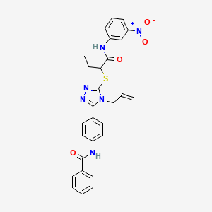 molecular formula C28H26N6O4S B4177354 N-{4-[5-({1-[(3-nitrophenyl)amino]-1-oxobutan-2-yl}sulfanyl)-4-(prop-2-en-1-yl)-4H-1,2,4-triazol-3-yl]phenyl}benzamide 