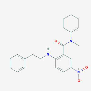 molecular formula C22H27N3O3 B4177356 N-cyclohexyl-N-methyl-5-nitro-2-(2-phenylethylamino)benzamide 