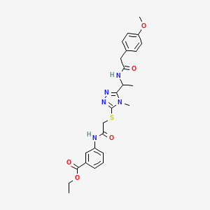 molecular formula C25H29N5O5S B4177425 ethyl 3-[({[5-(1-{[(4-methoxyphenyl)acetyl]amino}ethyl)-4-methyl-4H-1,2,4-triazol-3-yl]sulfanyl}acetyl)amino]benzoate CAS No. 825657-71-4