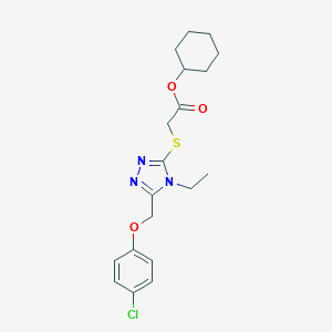 molecular formula C19H24ClN3O3S B417750 cyclohexyl [(5-{[(4-chlorophenyl)oxy]methyl}-4-ethyl-4H-1,2,4-triazol-3-yl)sulfanyl]acetate 