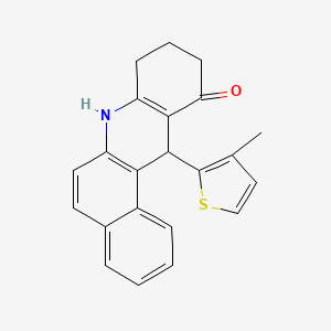 molecular formula C22H19NOS B4177534 12-(3-methylthiophen-2-yl)-8,9,10,12-tetrahydro-7H-benzo[a]acridin-11-one 