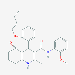 molecular formula C28H32N2O4 B417759 4-[2-(butyloxy)phenyl]-2-methyl-N-[2-(methyloxy)phenyl]-5-oxo-1,4,5,6,7,8-hexahydroquinoline-3-carboxamide 