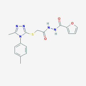molecular formula C17H17N5O3S B417772 N'-(2-{[5-methyl-4-(4-methylphenyl)-4H-1,2,4-triazol-3-yl]sulfanyl}acetyl)-2-furohydrazide 