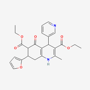 molecular formula C25H26N2O6 B4177773 diethyl 7-(furan-2-yl)-2-methyl-5-oxo-4-pyridin-3-yl-4,6,7,8-tetrahydro-1H-quinoline-3,6-dicarboxylate 