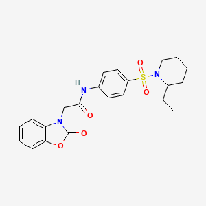 molecular formula C22H25N3O5S B4177848 N-{4-[(2-ethylpiperidin-1-yl)sulfonyl]phenyl}-2-(2-oxo-1,3-benzoxazol-3(2H)-yl)acetamide 