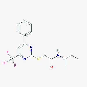 molecular formula C17H18F3N3OS B417789 N-(butan-2-yl)-2-{[4-phenyl-6-(trifluoromethyl)pyrimidin-2-yl]sulfanyl}acetamide 
