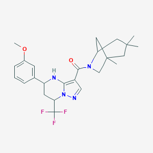 molecular formula C25H31F3N4O2 B417792 Methyl 3-{7-(trifluoromethyl)-3-[(1,3,3-trimethyl-6-azabicyclo[3.2.1]oct-6-yl)carbonyl]-4,5,6,7-tetrahydropyrazolo[1,5-a]pyrimidin-5-yl}phenyl ether 