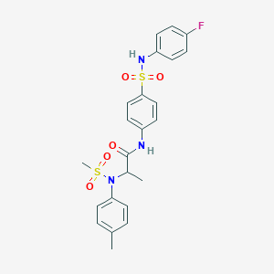 molecular formula C23H24FN3O5S2 B4178013 N-[4-[(4-fluorophenyl)sulfamoyl]phenyl]-2-(4-methyl-N-methylsulfonylanilino)propanamide 