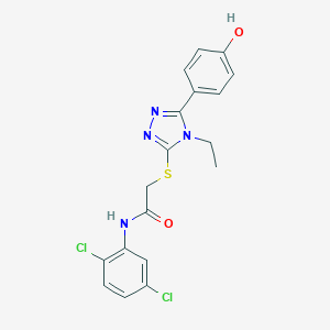 molecular formula C18H16Cl2N4O2S B417802 N-(2,5-dichlorophenyl)-2-{[4-ethyl-5-(4-hydroxyphenyl)-4H-1,2,4-triazol-3-yl]sulfanyl}acetamide 