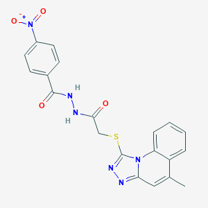 molecular formula C20H16N6O4S B417813 N'-{4-nitrobenzoyl}-2-[(5-methyl[1,2,4]triazolo[4,3-a]quinolin-1-yl)sulfanyl]acetohydrazide 