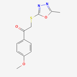 molecular formula C12H12N2O3S B4178155 1-(4-Methoxyphenyl)-2-[(5-methyl-1,3,4-oxadiazol-2-yl)sulfanyl]ethanone 