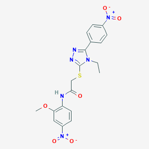 2-[(4-ethyl-5-{4-nitrophenyl}-4H-1,2,4-triazol-3-yl)sulfanyl]-N-{4-nitro-2-methoxyphenyl}acetamide